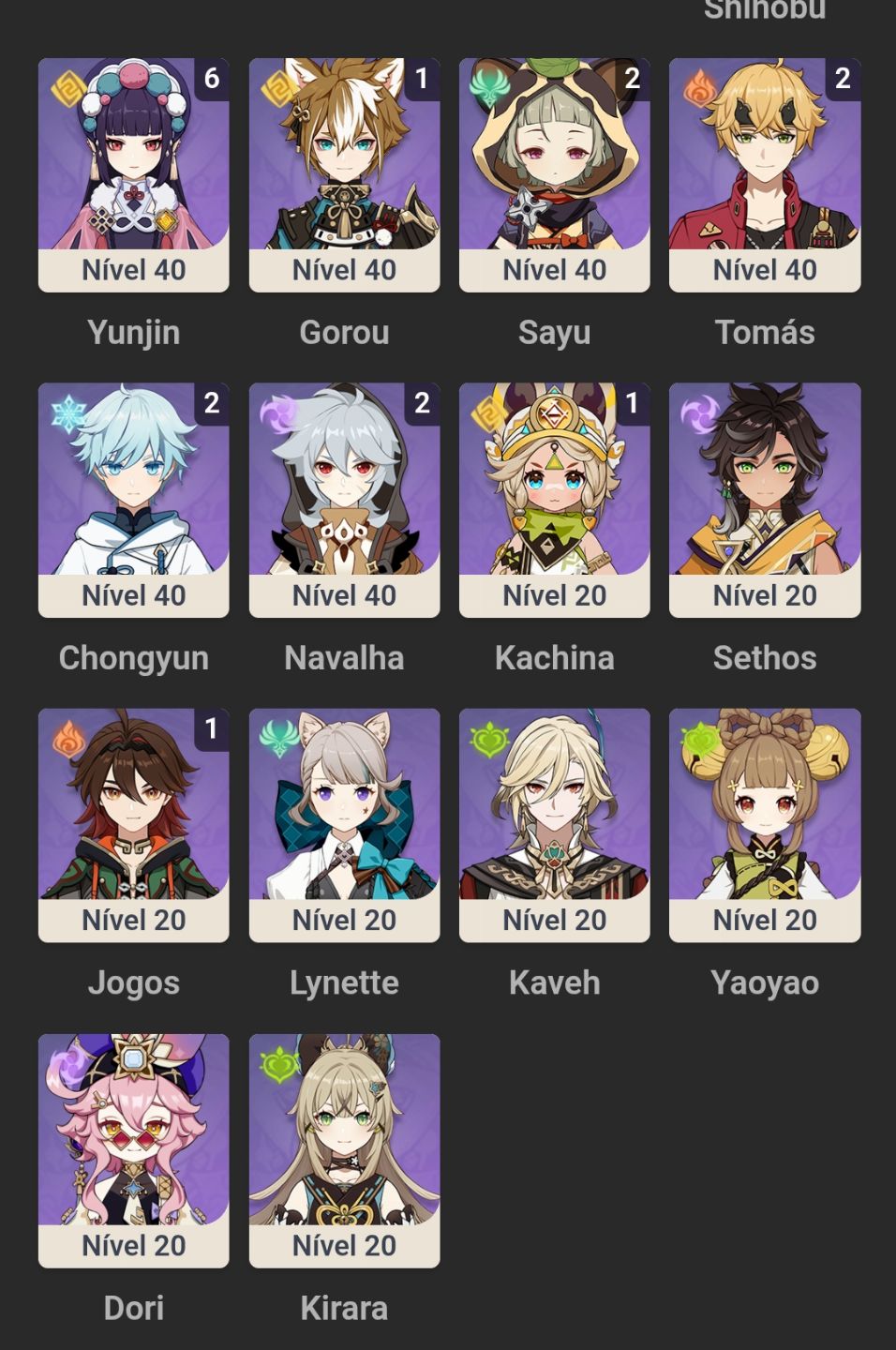 XIAO+SIGN+NAHIDA+SHENHE+XIANYUN+TARTAGLIA+YAE MIKO+XILONEN+YELAN+NILOU+752 GEMAS
