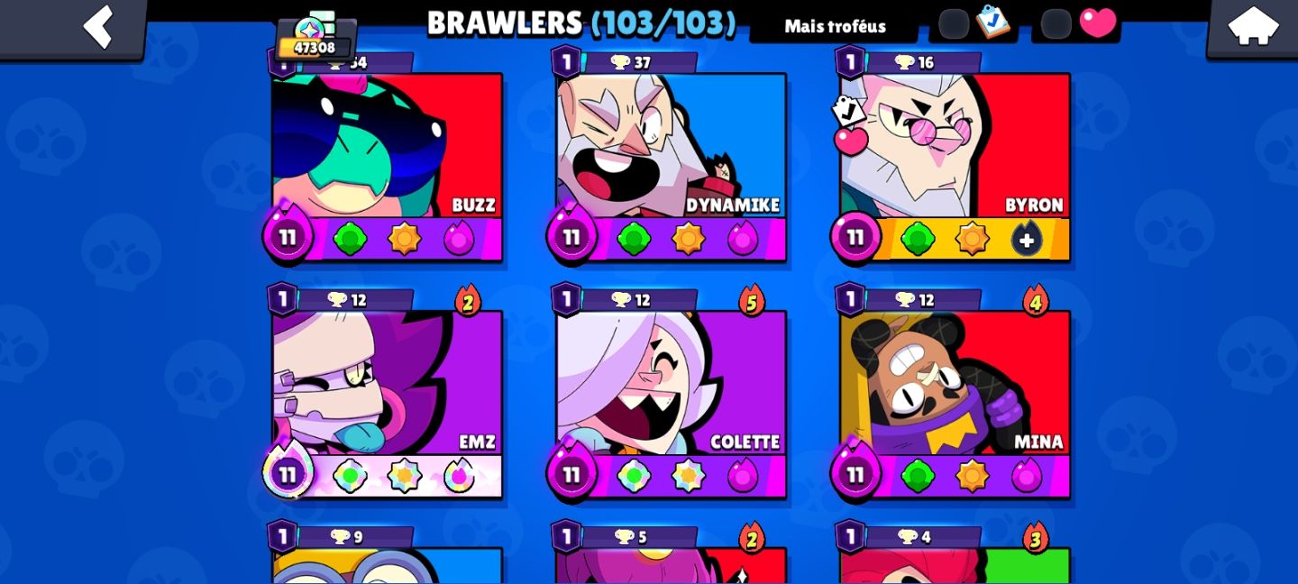 CONTA BRAWL STARS - RARA | 47K+ TROFÉUS | 52 HIPERCARGAS | SKINS EXCLUSIVAS