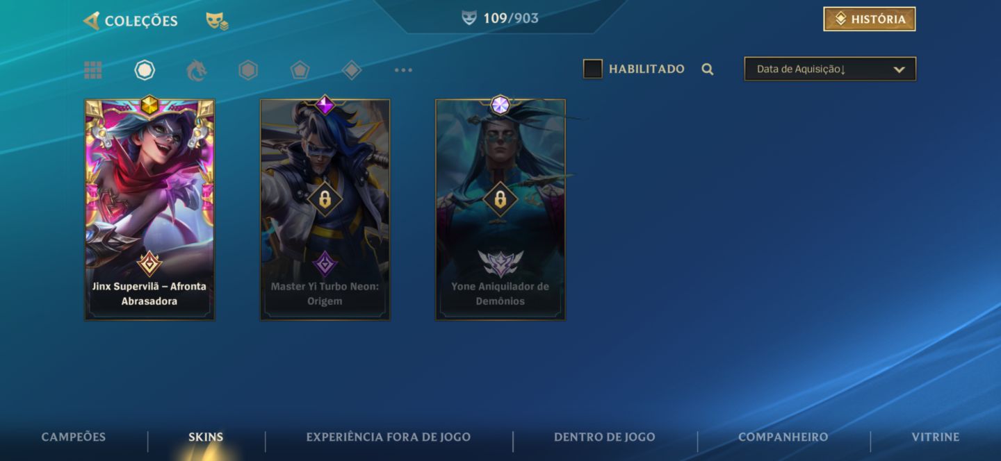 CONTA WILD RIFT EX-GM/ATUAL MESTRE MID E ADC 8 SKINS MITICAS