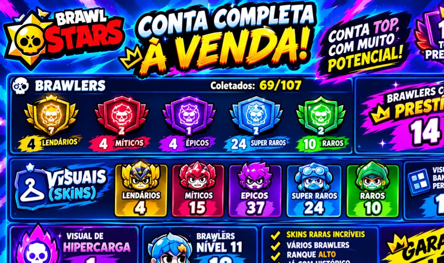 CONTAS DE BRAWL STARS DIVERSOS ITENS SKINS E BRAWLERS!