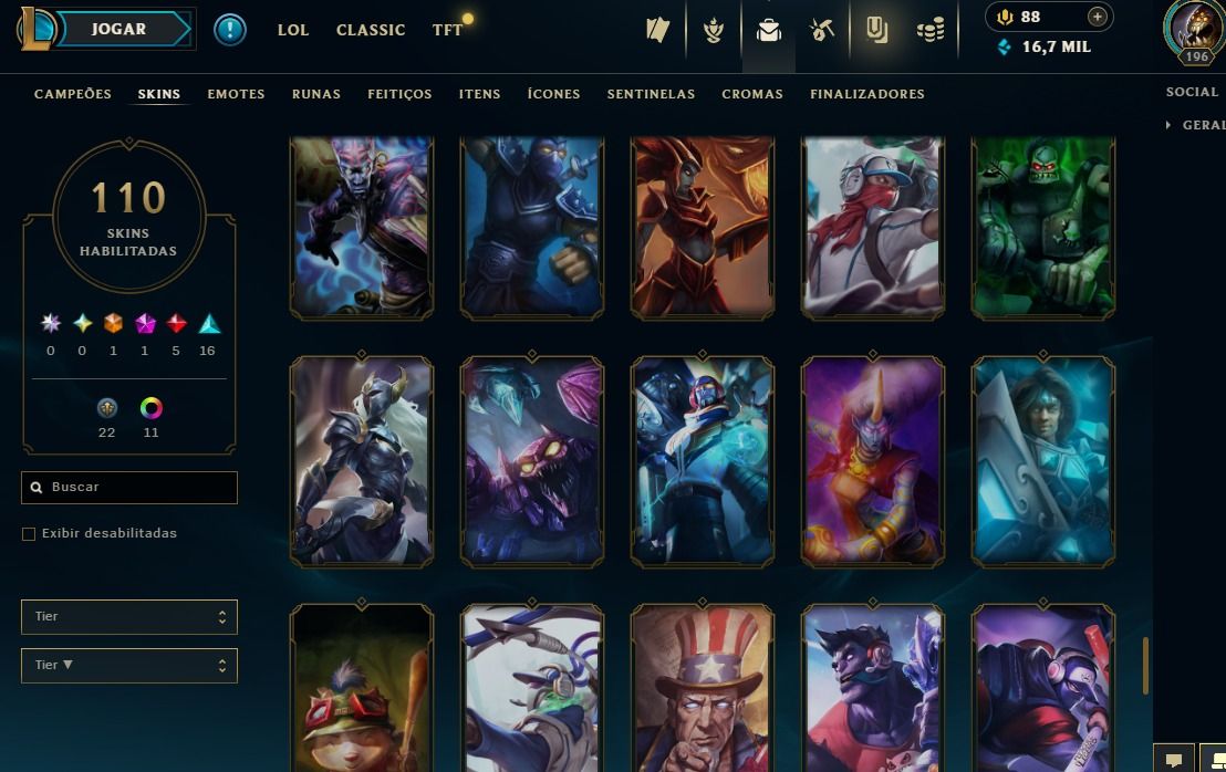 Full Acesso - 110 Skins - 150 Campeões - Level 196 - Promoção Só Hoje!!!
