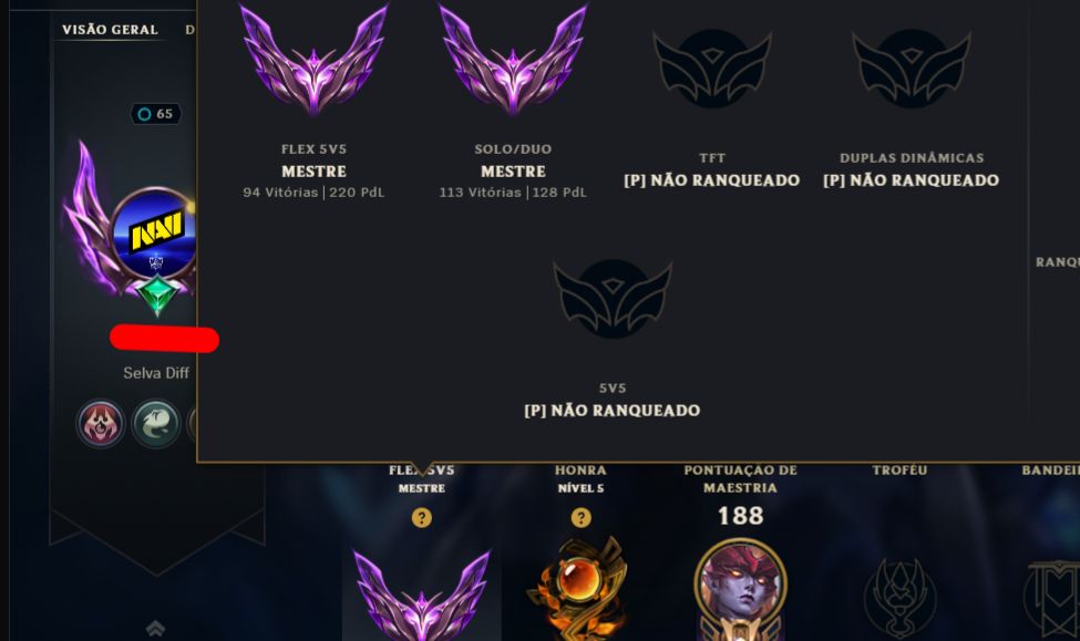 CONTA LOL MESTRE SOLO DUO E FLEX MAIN JUNGLE