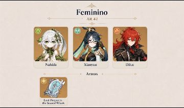 CONTA GENSHIN IMPACT COM 3 PERSONAGENS T5 & ARMA
