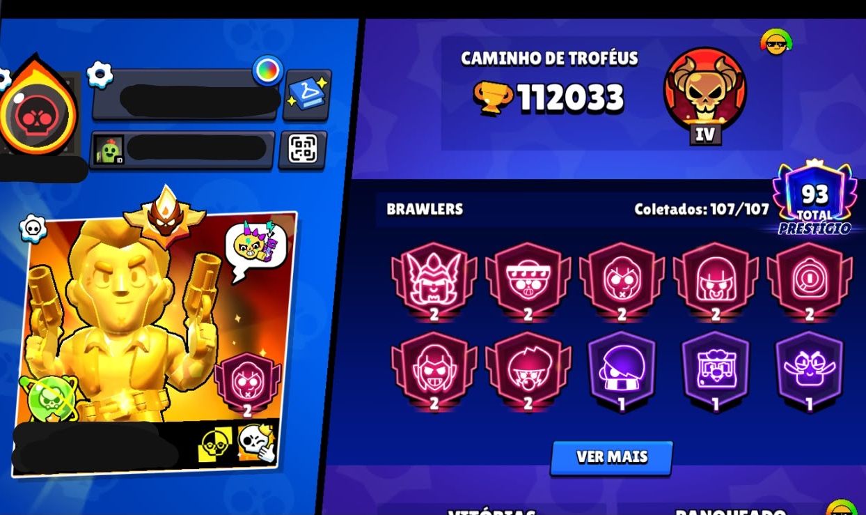 Conta criada em 2019, tem 18 skin de 300 gemas, 31 de 200, 195 de 150 e etc