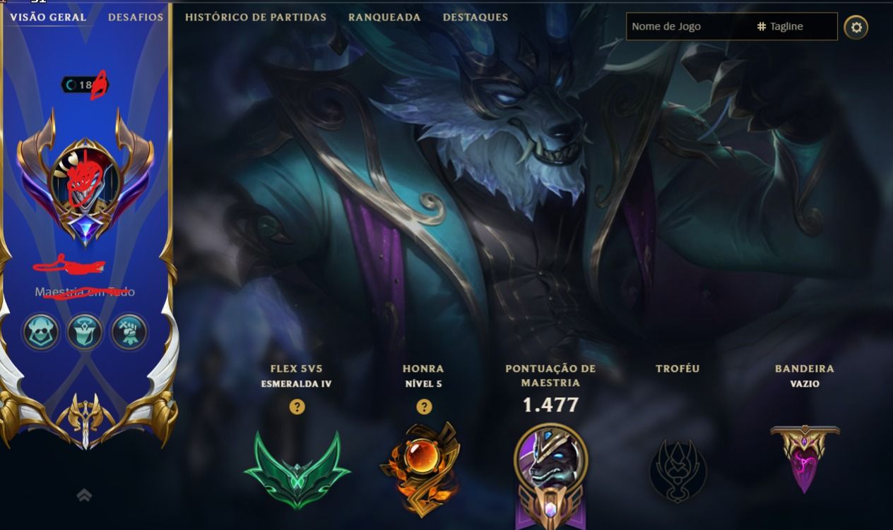 Conta LoL Esmeralda 4 Solo Duo