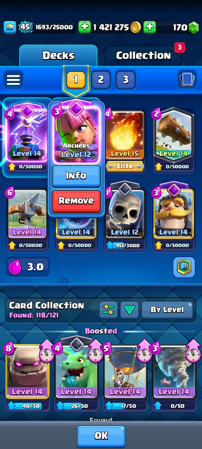 Clash Royale com muitas cartas(menos as mais recentes) muitas evoluções de tropa