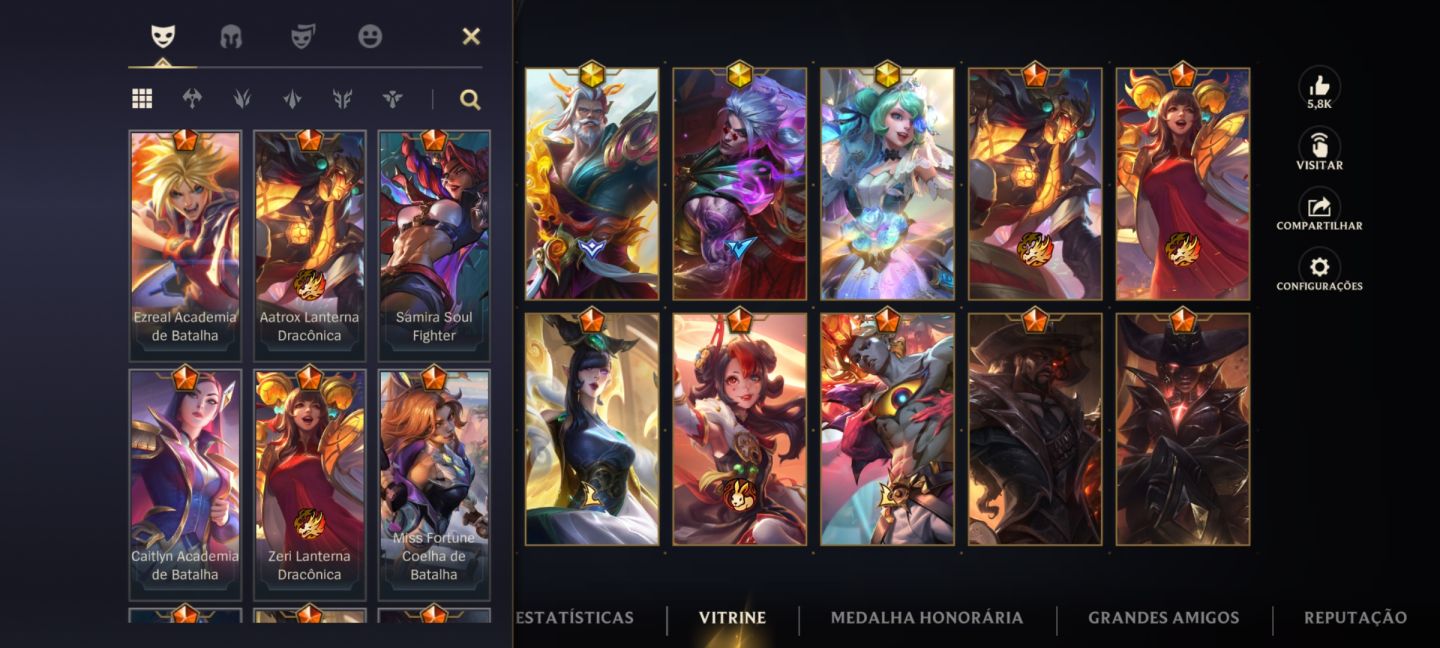 Conta de wild rift main selva com 175 skins + 35k de colecionador