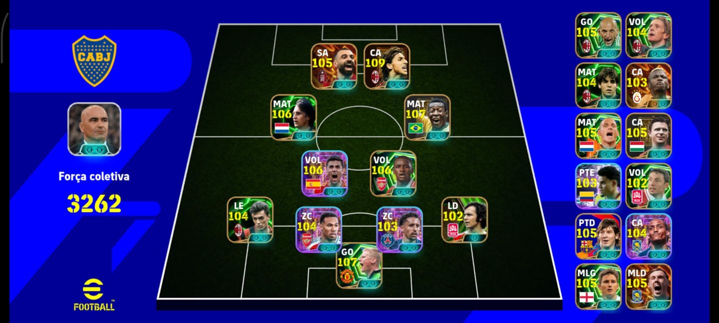 Conta de Efootball (Pelé, Ibrahimovic, Cruyff, Rodri, Vieira, Schemeichel,Salah)