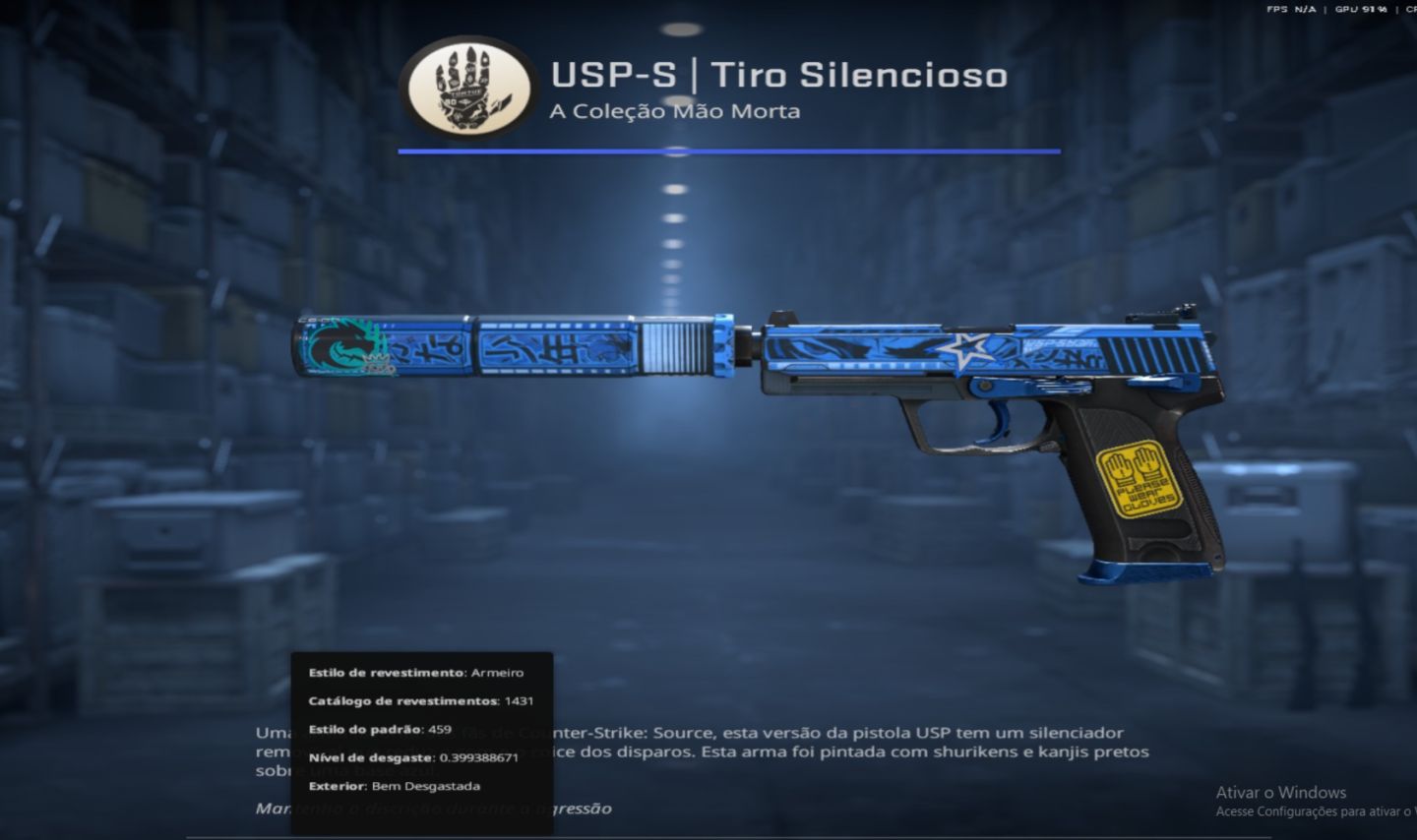 USP-S | Flashback / Tiro Silencioso - Well-Worn / Bem Desgastada