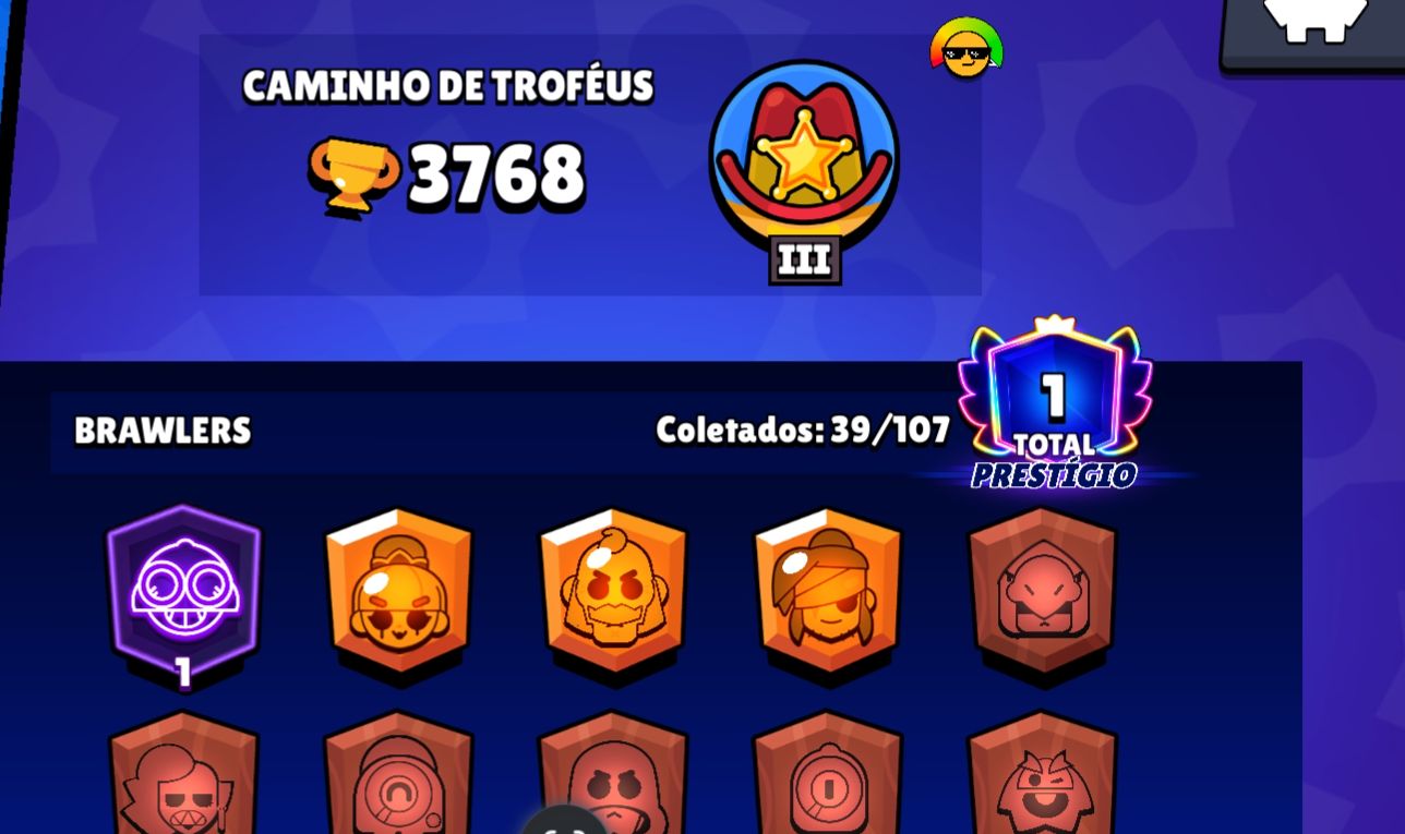Conta de brawl star com skin lendária e mítico e 1 passe plus