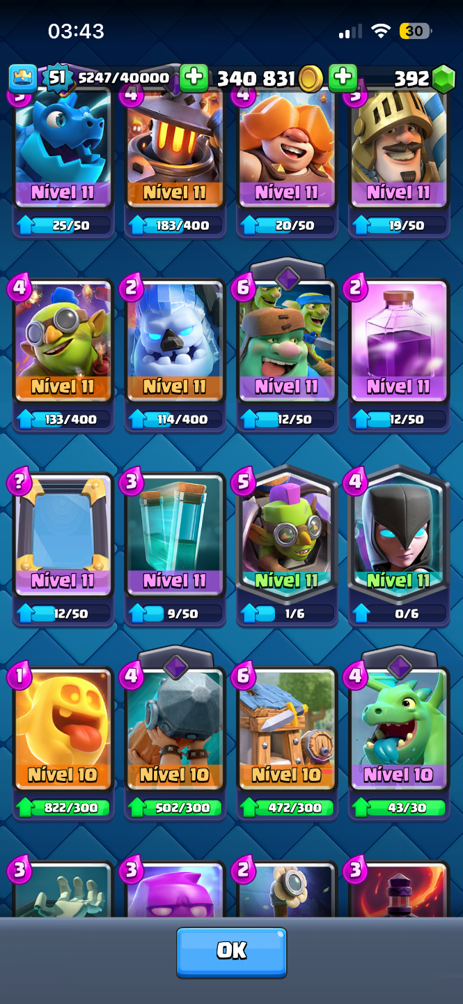 Conta Clash Royale com 10k de troféus, emotes, 1k gasto na conta