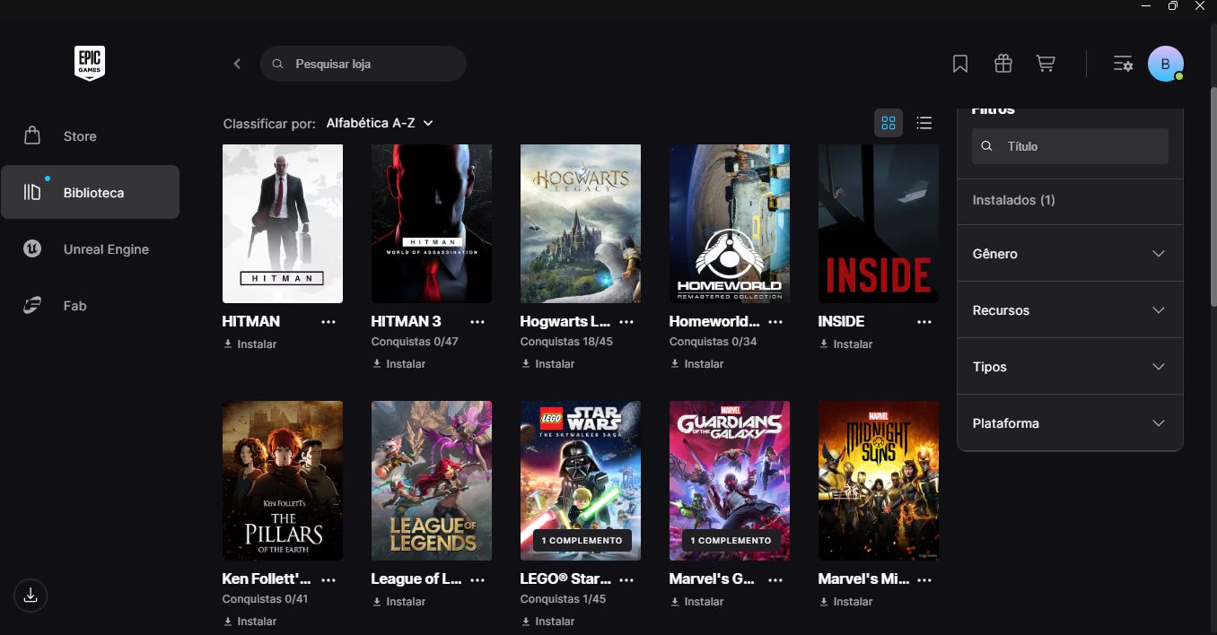 CONTA EPIC GAMES 68 jogos