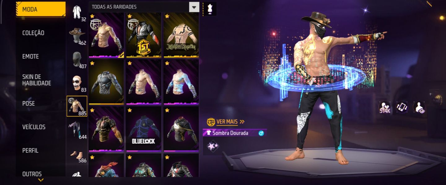 Conta de Free fire prime 8