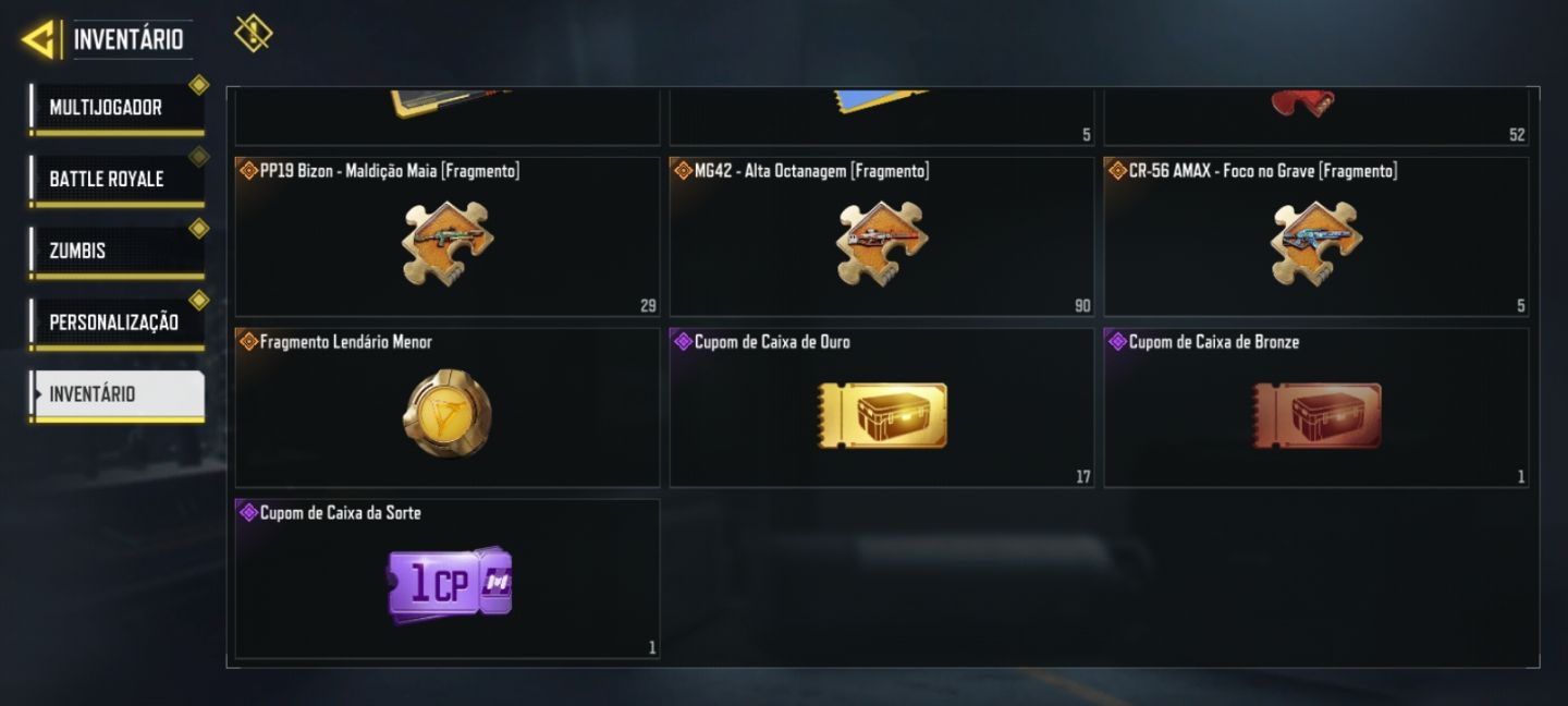 CONTA COD LVL 66 | 1 LENDÁRIA | 20 CP | BR LENDÁRIO | CARTÃO RENOMEAR NICK