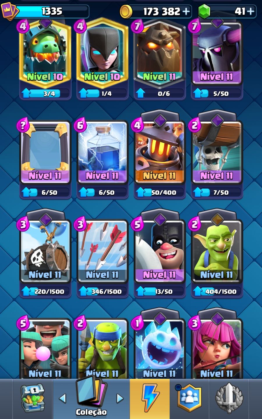 CONTA CLASH ROYALE TOP 9.161 TROFÉUS 173K OURO 121/123 CARTAS