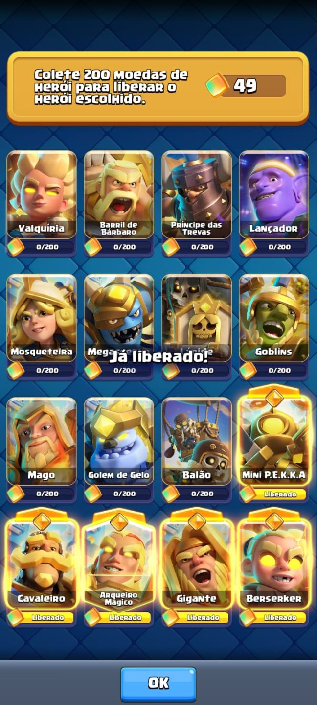 CONTA CLASH ROYALE NIVEL 15, VARIAS EVOS E HEROIS