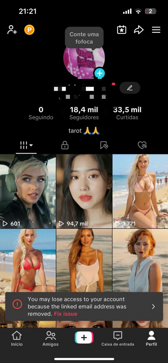 Conta TikTok Monetizada 18,4k seguidores, lives ativas,(nicho fácil de produzir)