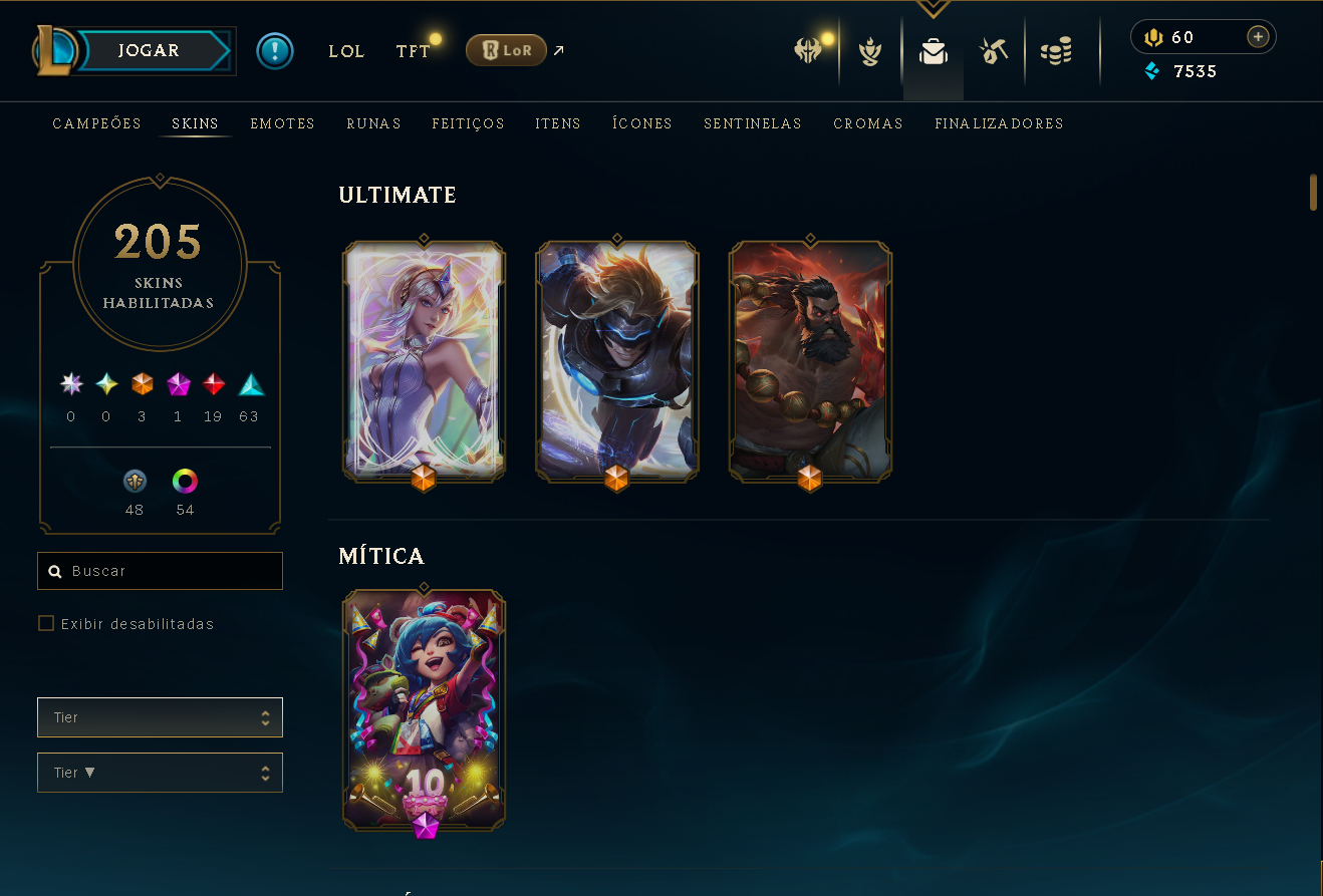 FULL ACESSO | 100 % SEGURO TODOS OS DADOS| 200+ SKINS 3 ULTIMATES |TODOS CHAMP