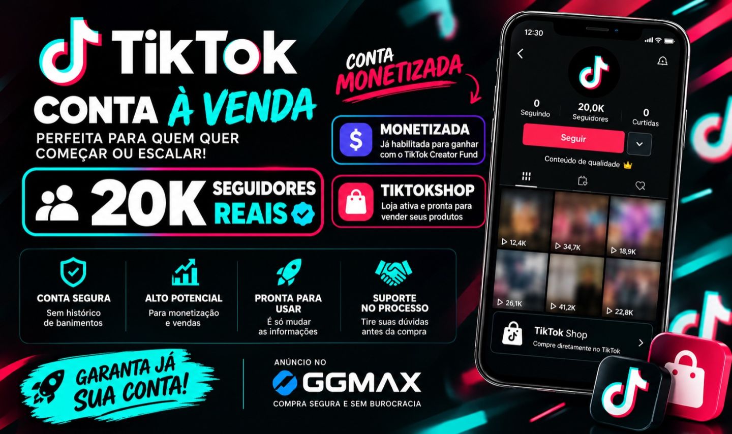 CONTA TIKTOK 20K SEGUIDORES ORGÂNICOS - TIKTOKSHOP/MONETIZADO