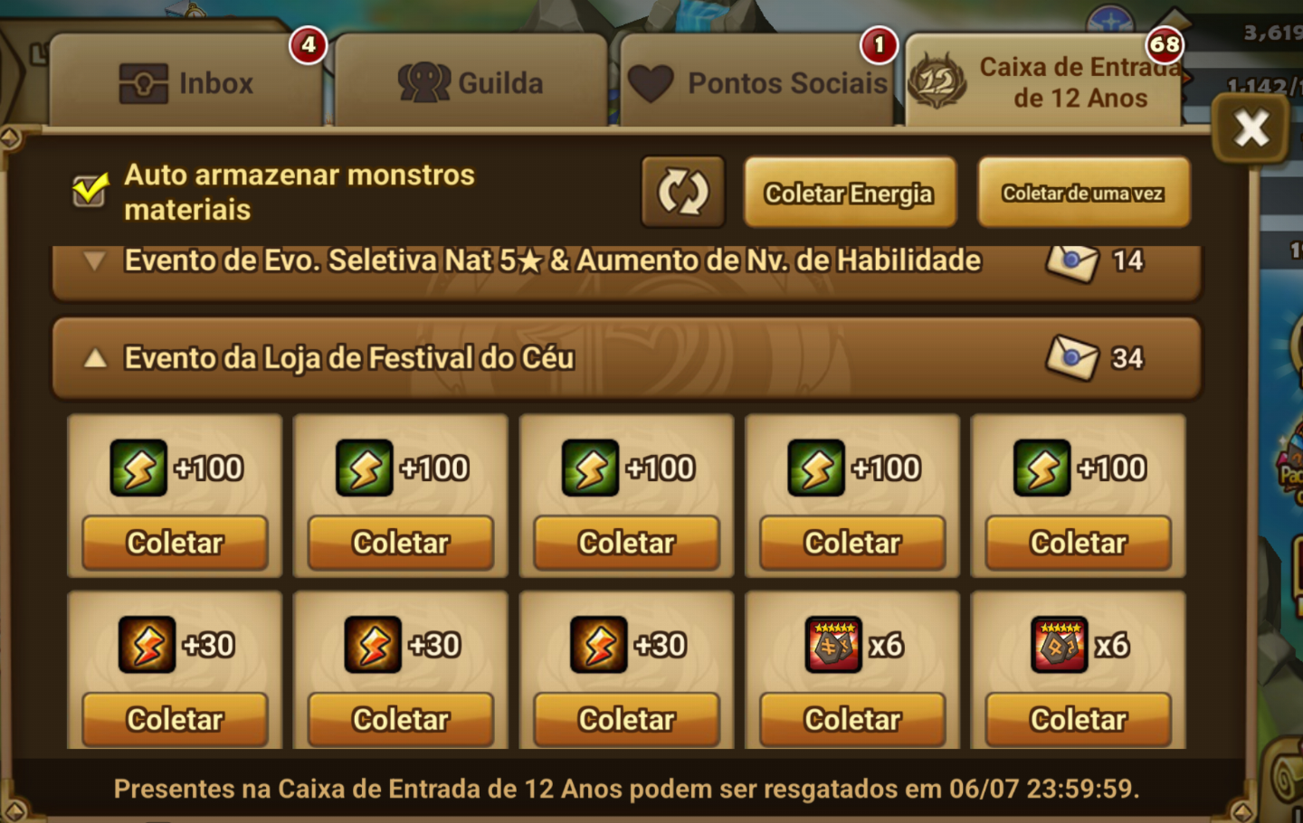 Conta Lv71 C/ Nephtys, Betta e Leah e outros Nat5, Runas Base feitas