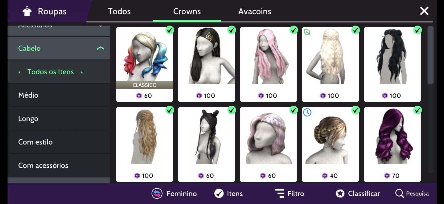 Conta antiga Avakin Life fem lvl48