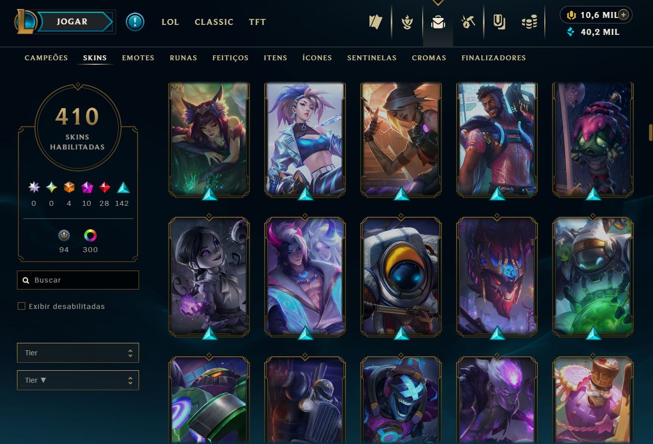 Lvl 534 | 410 skins | 10,662 RP | 210 EM | Bordas e muito mais