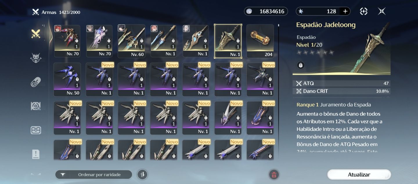 Conta rank 50: Jinhsi+arma, Changli, Zhezhi, Yinlin+arma, Jiyan+arma, Xiangli+ar