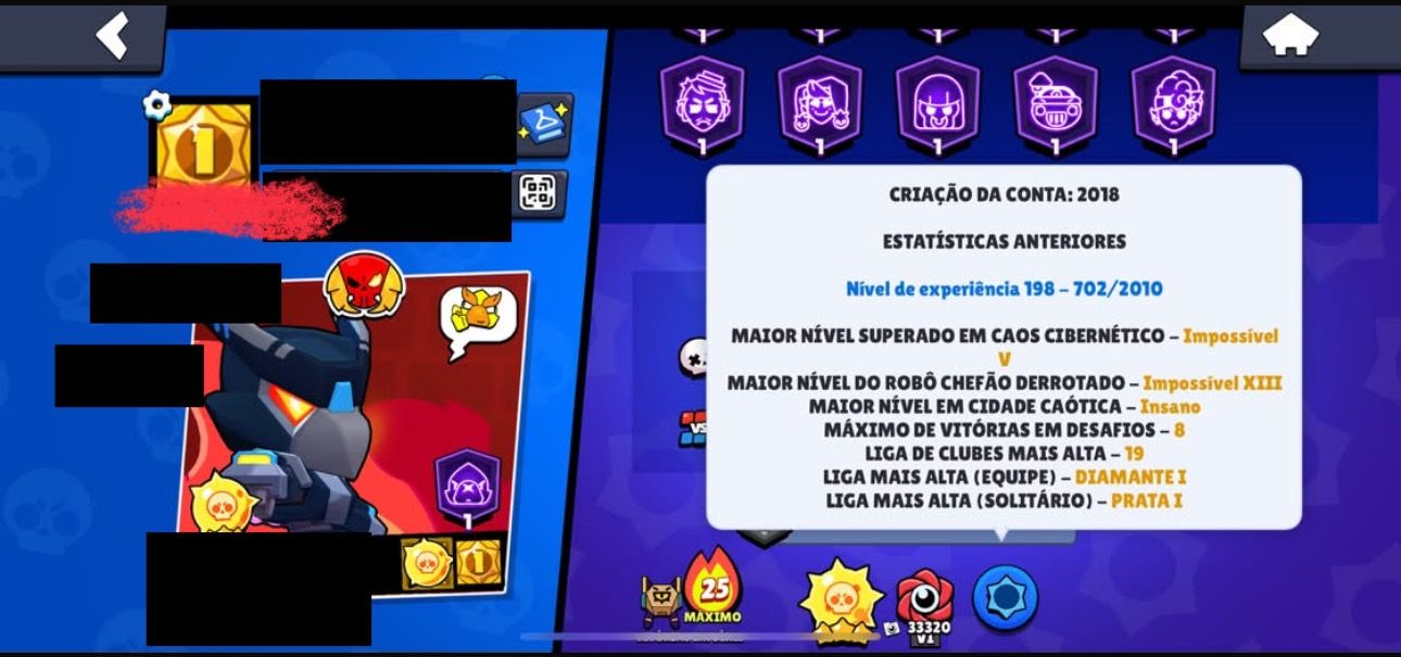 Conta de brawl stars criada em 2018
