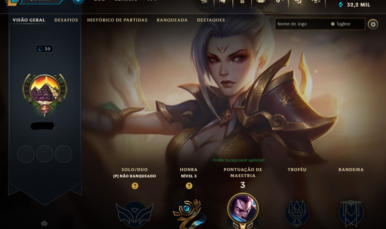 Smurf com Riven Espada Valorosa Prestigio, 34K Ea Azuis, Level 30, Mmr Alto