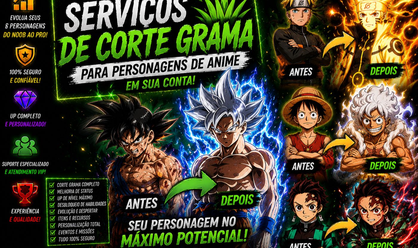 SERVIÇOS DE UP EM SUA CONTA CORTE GRAMA PARA PERSONAGENS DE ANIME | ROBLOX