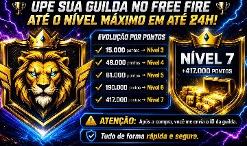 UPAMOS SUA GUILDA NO FREE FIRE ATÉ O NÍVEL 7 MÉTODO RÁPIDO E SEGURO (PROMOÇÃO!)