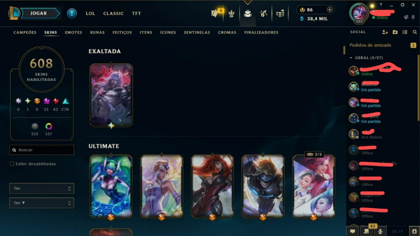 CONTA LOL DIAMANTE 2 (EX MESTRE) | 608 SKINS | 13 PRESTÍGIOS | VIEGO EXALTADA |
