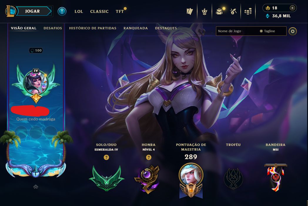 [Entrega Automática] Lol Esmeralda, 84 Skins, + Raras! Honra 4, 36K Ea, Lvl 100