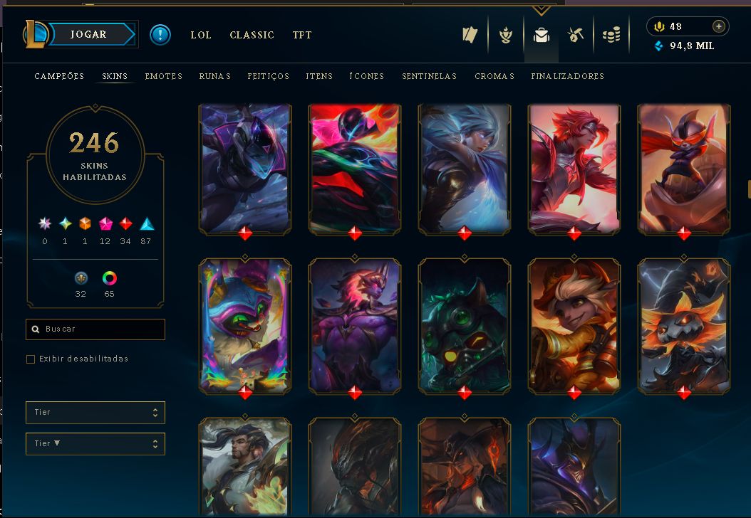 VENDENDO MINHA CONTA DO LEAGUE OF LEGENDS 185 SKINS COM SKIN DO VIEGO EXALTADA