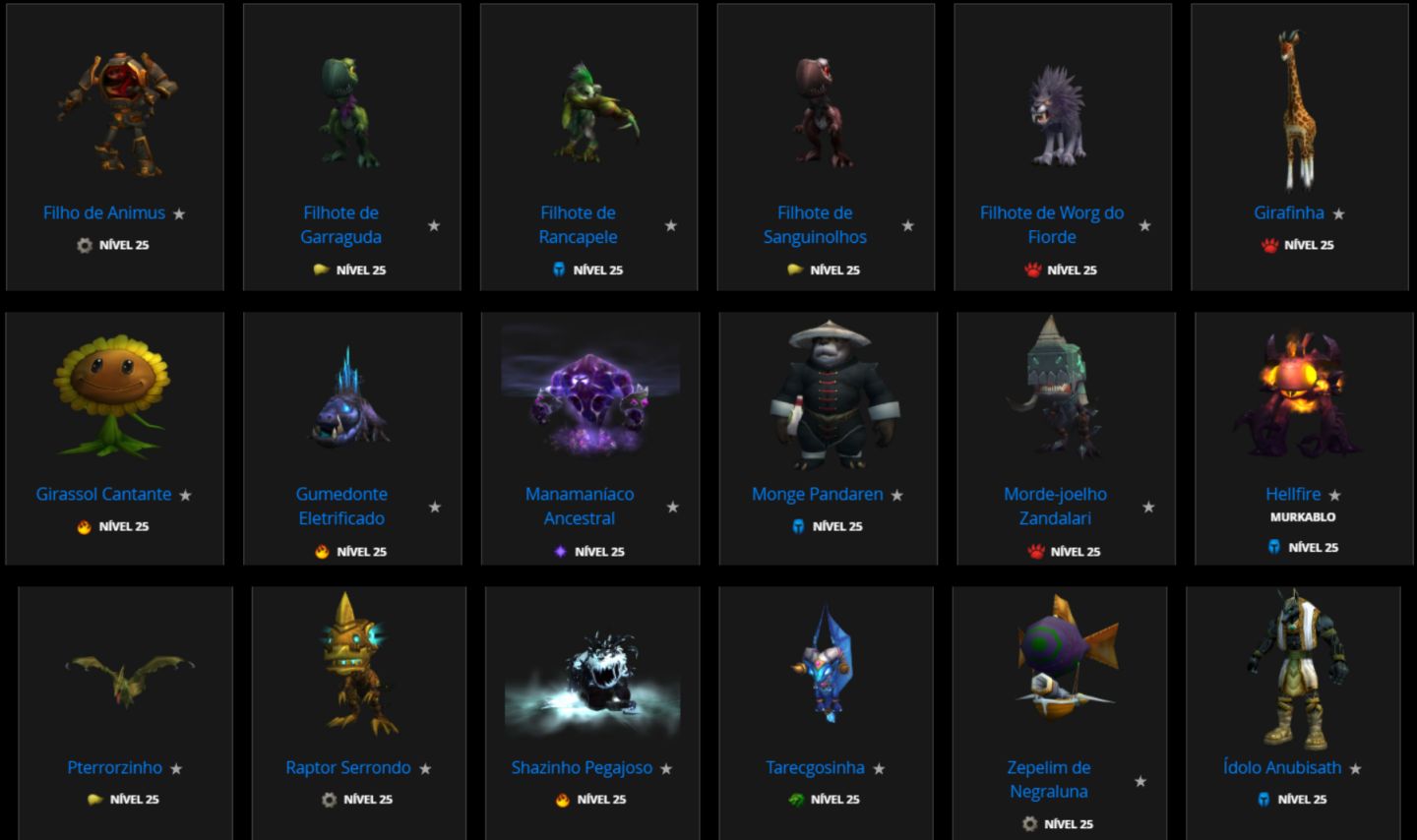 Conta WoW antiga com itens raros colecionáveis!