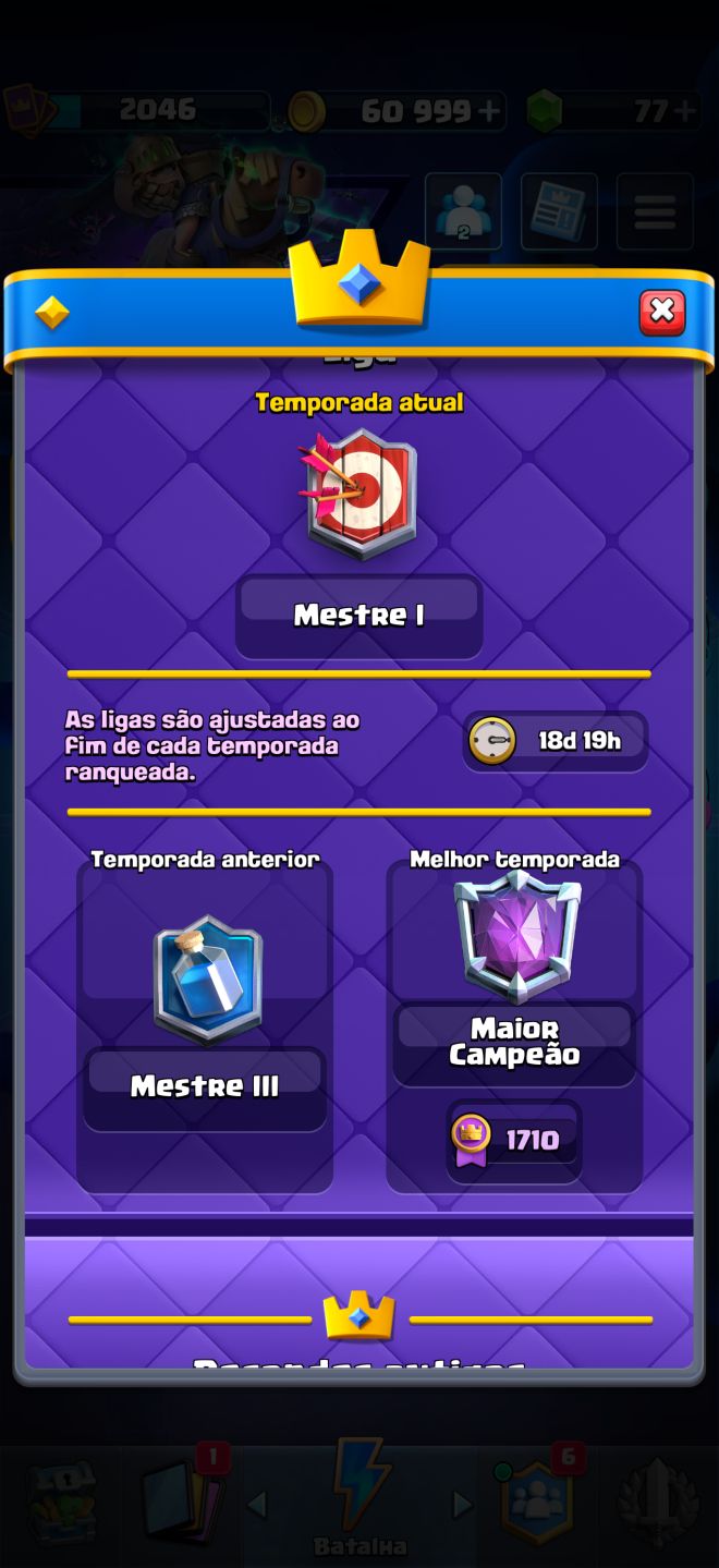Conta clash royale nível global