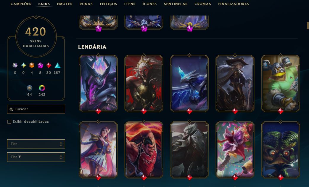 CONTA LEAGUE OF LEGENDS 420 skins 3,5k gastos