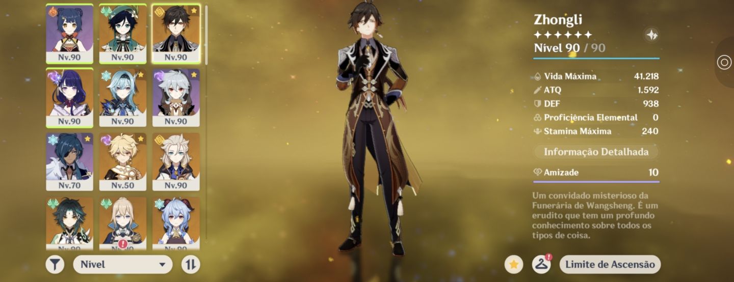 Conta genshin com 19 personagens T5 e 7 armas 5 estrelas toop !!