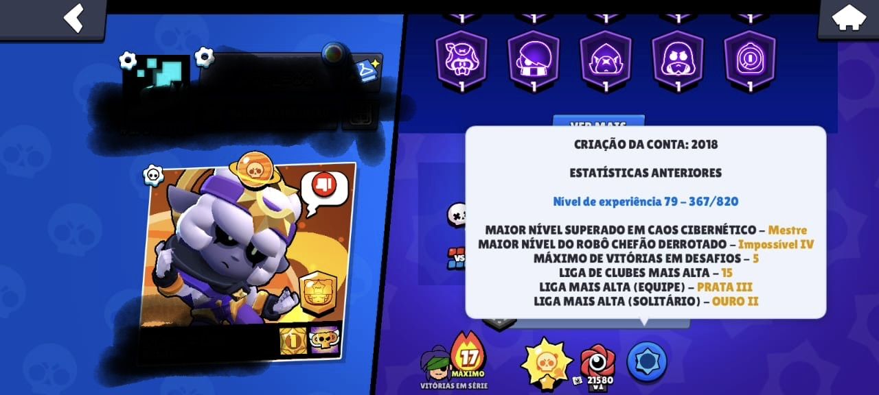 Conta Brawl Stars raríssima de 2018