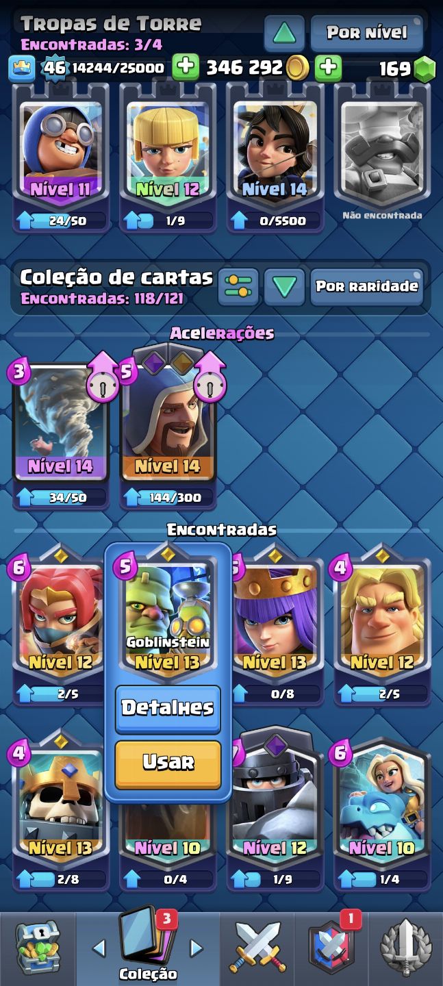 Conta clash royale 10k de troféus, diversas cartas upadas, level 46, 4 anos