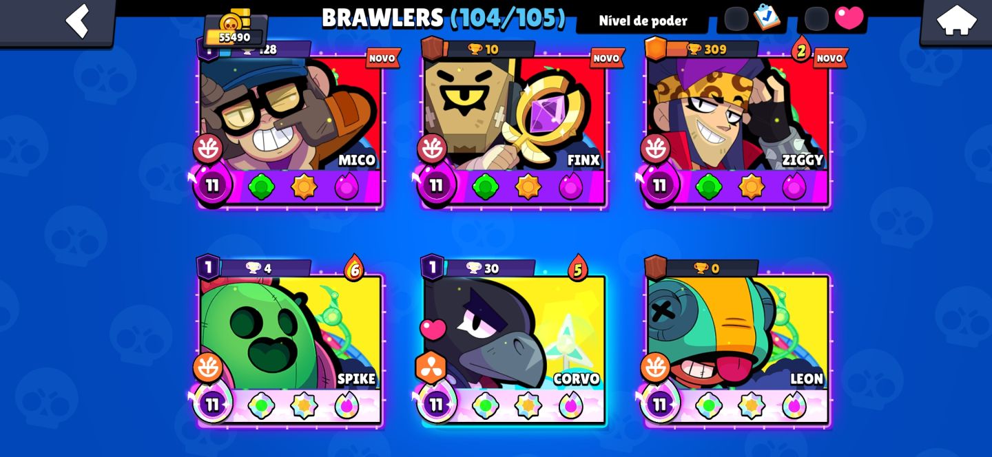 CONTA BRAWL STARS COM 63 PERSONAGENS NIVEL 11, 15 BRAWLERS COM TODOS OS BUFFIES