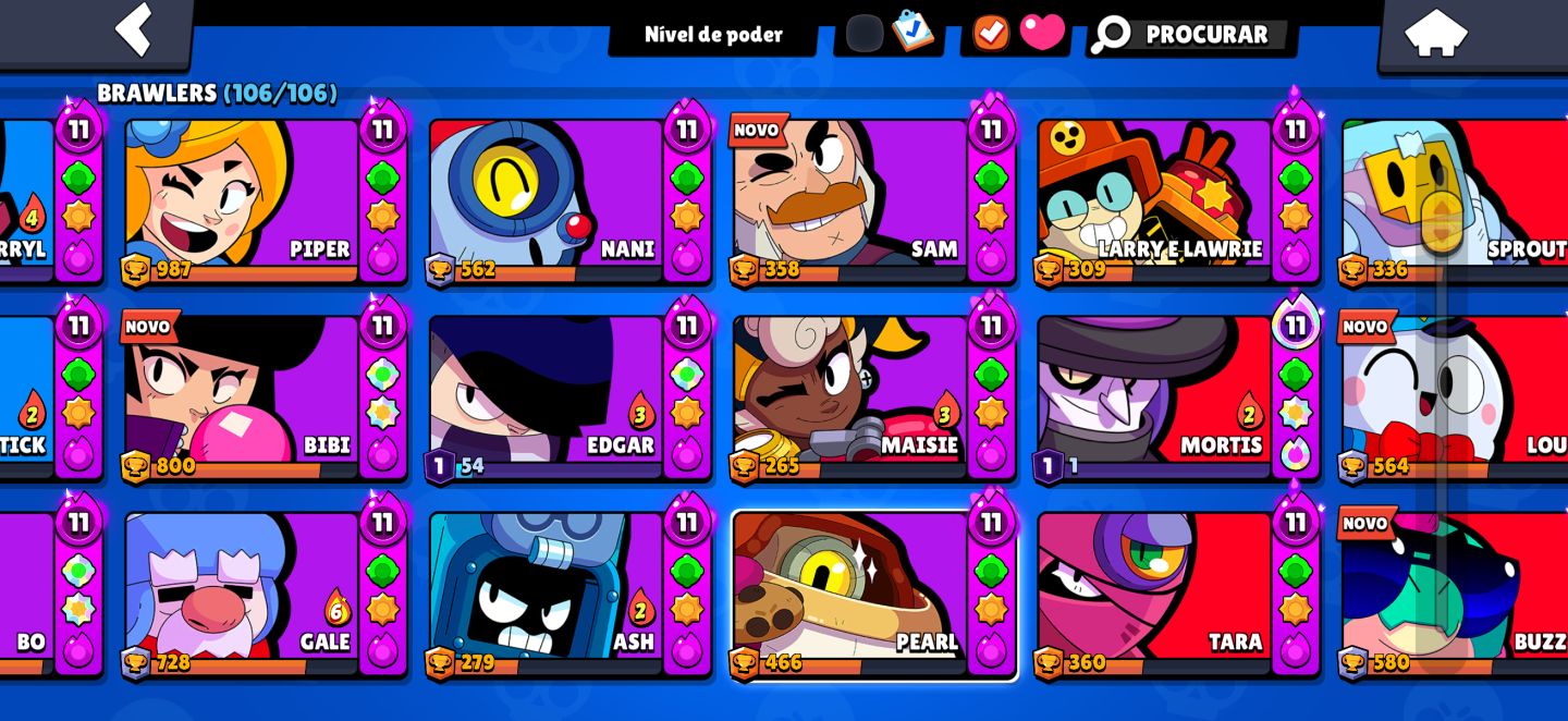 CONTA BRAWL STARS COM SKIN SHELLY ESTRELAR