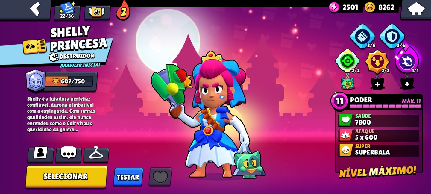 Brawl Stars 12.135 Troféus | Shelly Princesa + Ash Ninja Original + Skins Raras