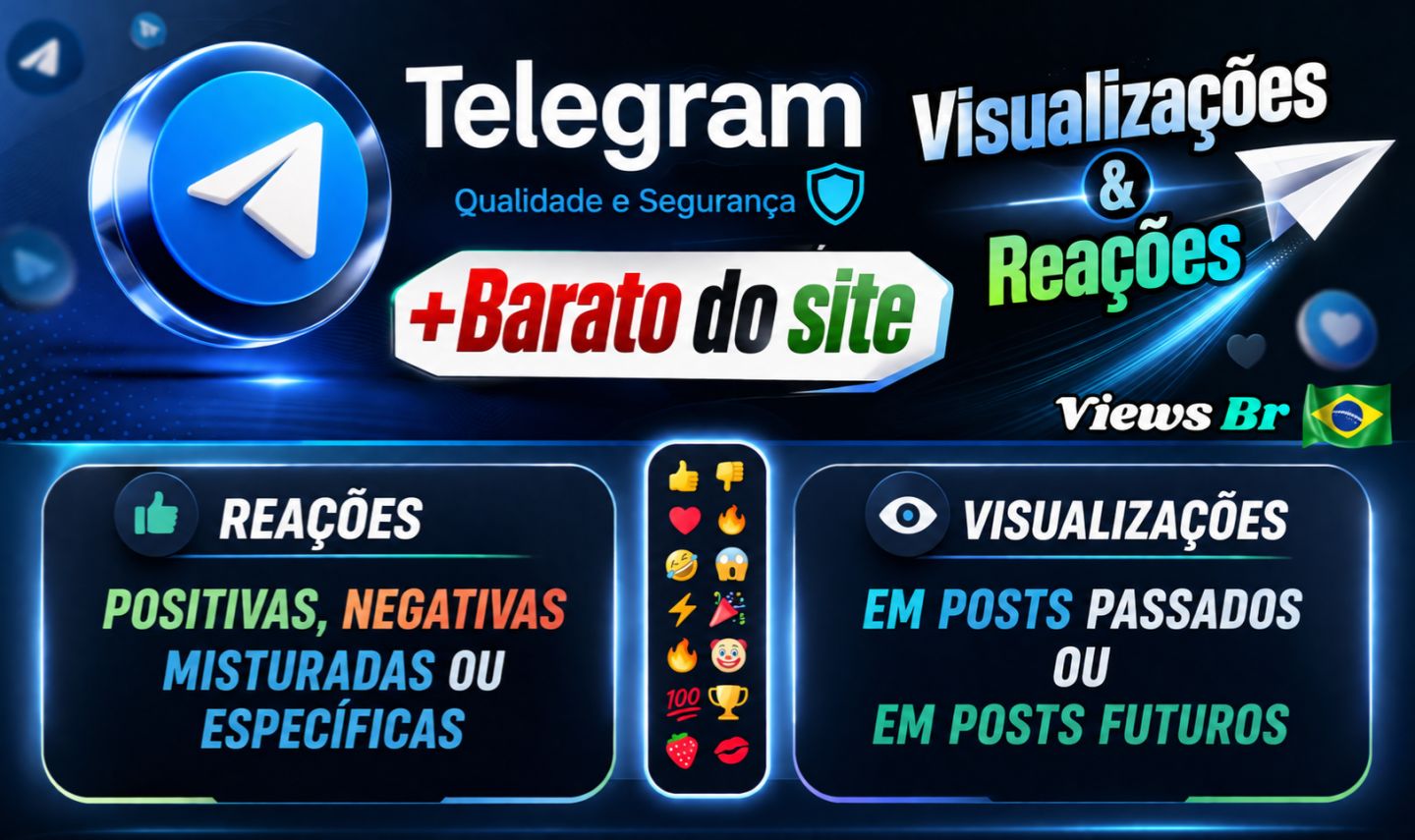 Telegram +BARATO do Site-Reações e Visualizações em Posts Pasados e Futuros.