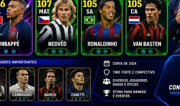 CONTA EFOOTBALL 2024 RARA MBAPPÉ, NEDVD, RONALDINHO E VAN BASTEN