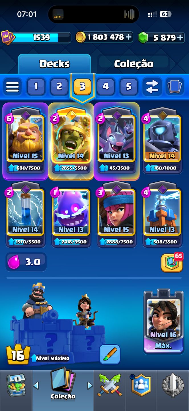 Conta Clash Royale UPADA 13.5k+ 4 decks full, aceito propostas