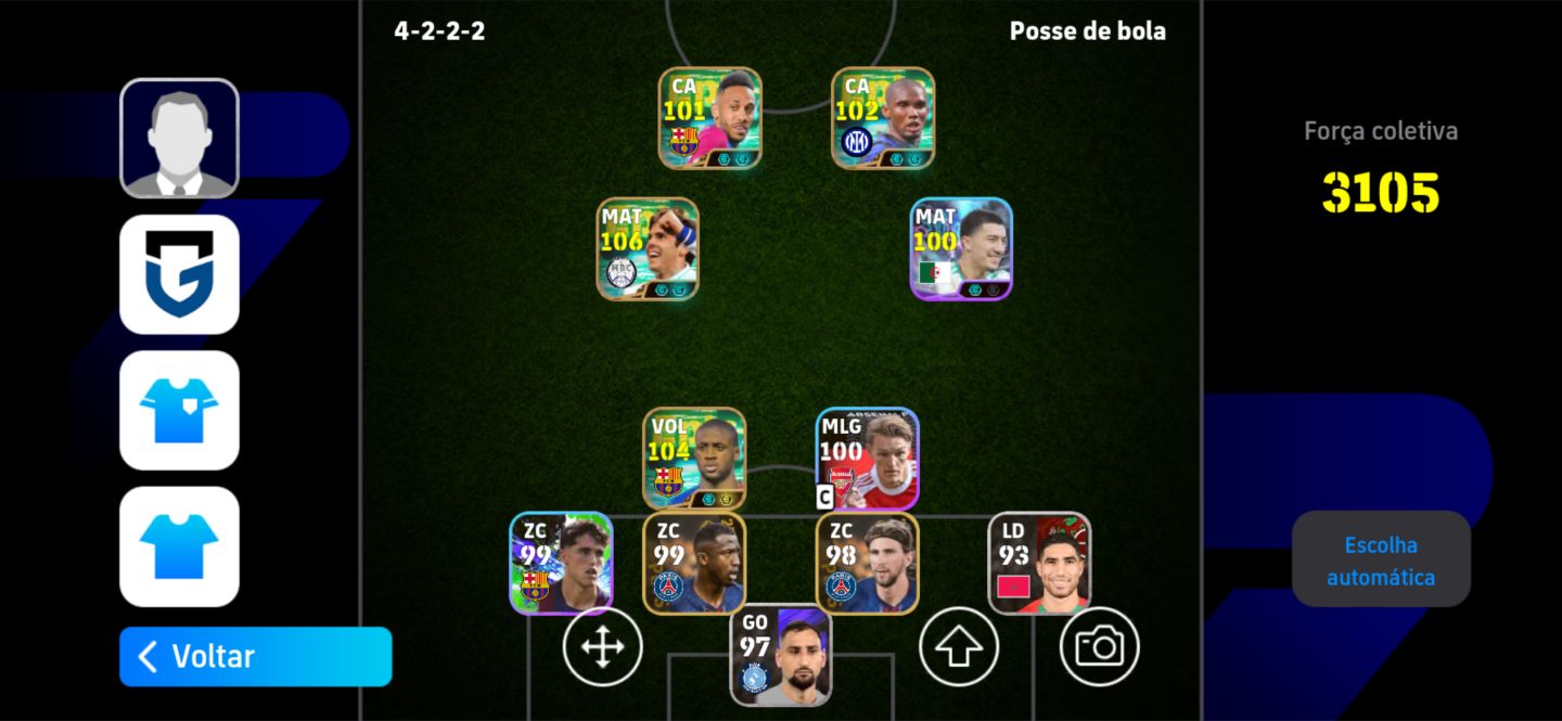Conta Efootball Kaka 108 yaya toure 106 épico show time