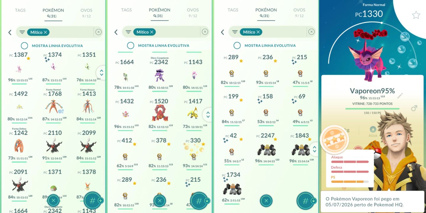 CONTA LV70 DE 2019 32M DE DUST SHUNDOS RAROS LENDARIOS SHINYS FUNDO - POKEMON GO