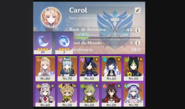 Conta Genshin Impact AR 44 | Yelan + Clorinde + Ineffa + Nicole | 39 Resinas