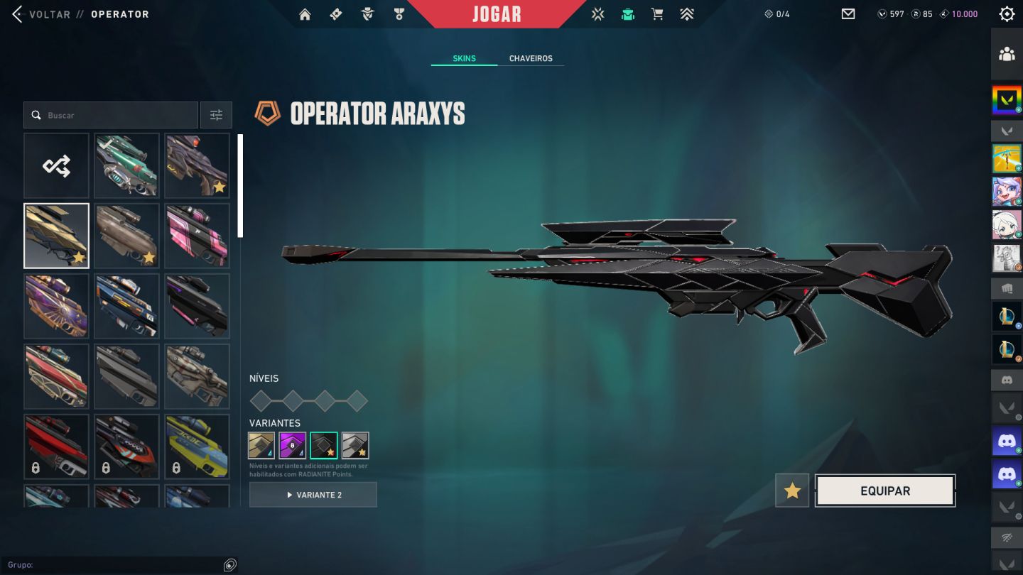 Conta de Valorant, skins de pacote e passe de batalha - 3.800 reais Gastos.